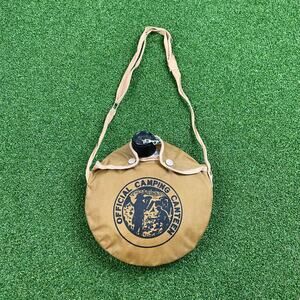 Vintage Official Camping Canteen Boy Scouts Metal Bottle w/ Cloth Case